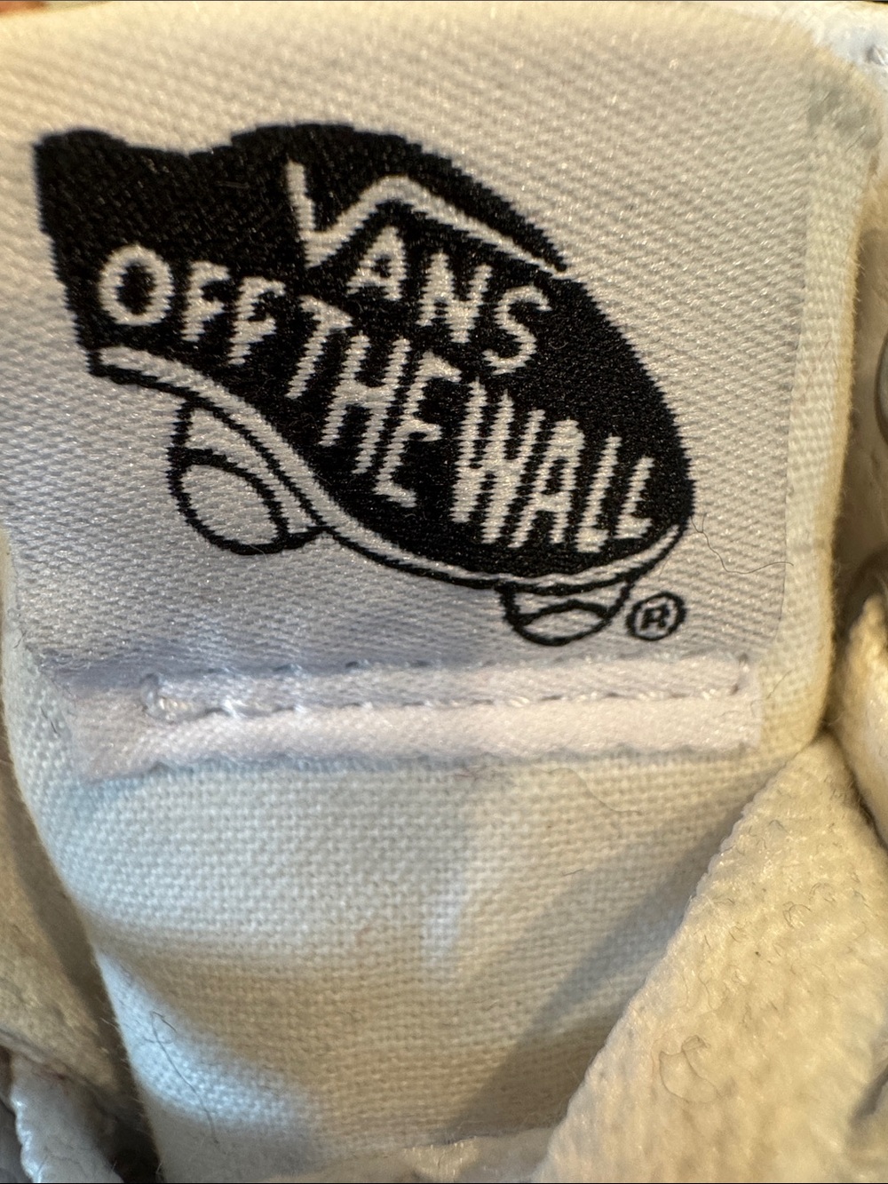 Vans White Canvas Tongue with Black 'Off The Wall' Logo